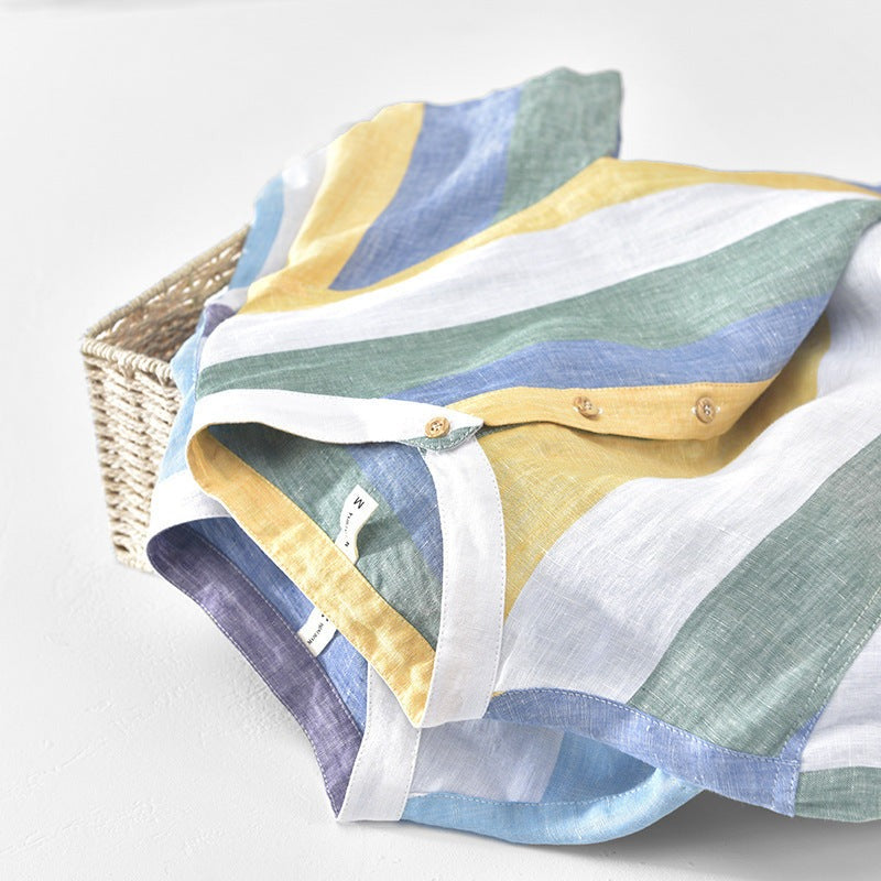 SVEN-OLIVER - LOCKERES LEINENHEMD MIT BUNTEN STREIFEN