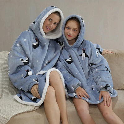 Kapuzenpulli mit Decke für Mutter und Tochter