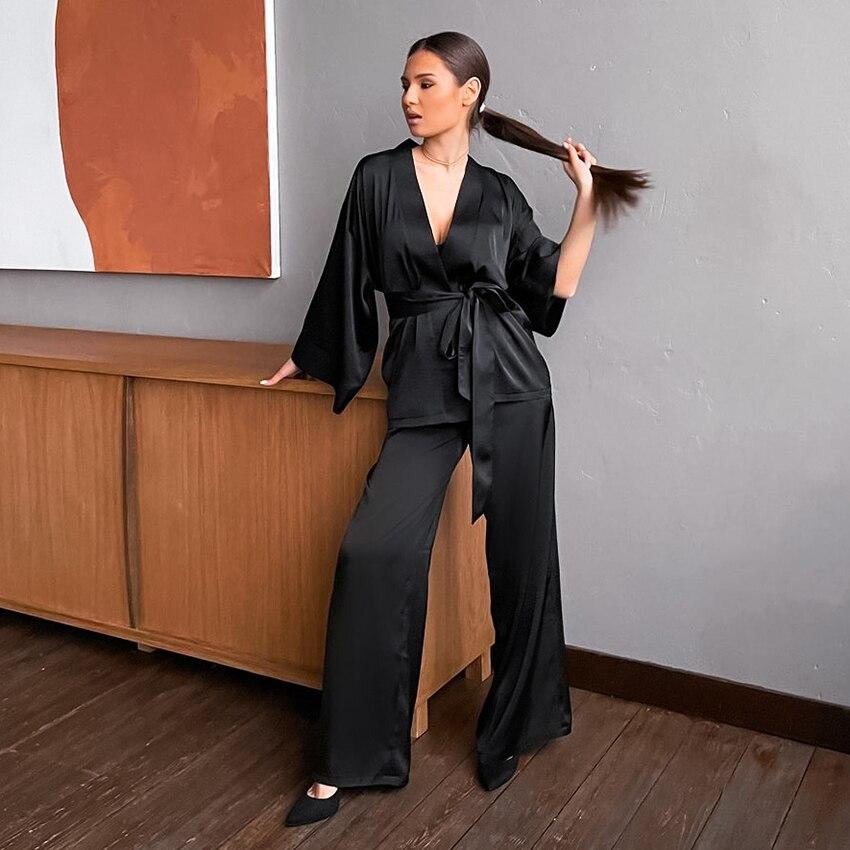 Morgana - Luxuriöses zweiteiliges Pyjama-Set aus Satin für Damen