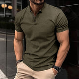 Herren Kurzarm Knöpfen Poloshirt in Armeegrün