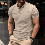 Herren Kurzarm Knöpfen Poloshirt in Beige