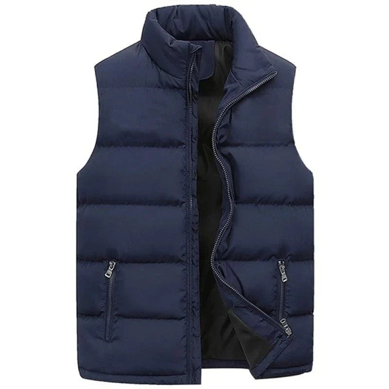 Herren Warme Ärmellose Weste Gilet – Winter Wasserdichte Reißverschlussjacke mit Stehkragen, Lässige Weste
