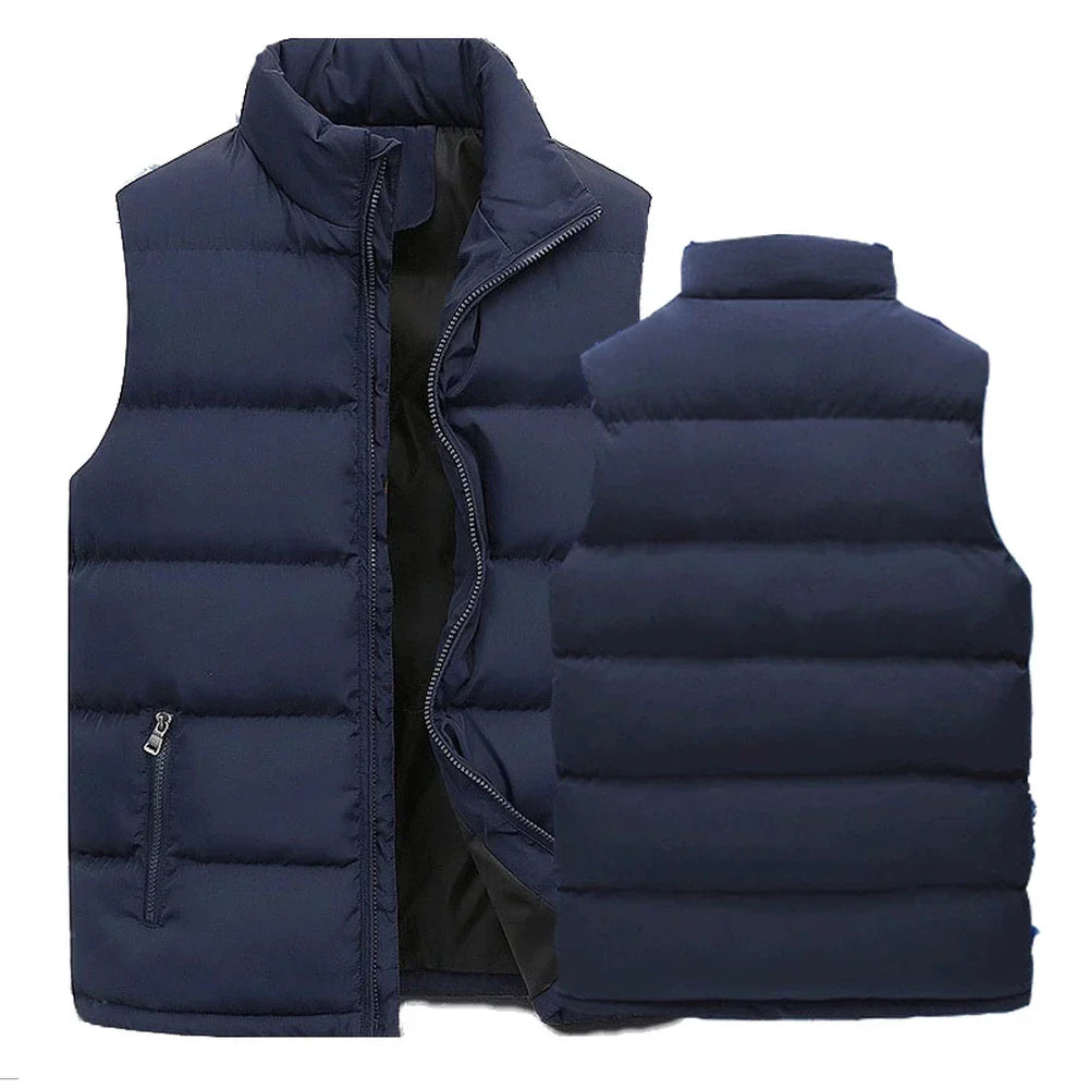 Herren Warme Ärmellose Weste Gilet – Winter Wasserdichte Reißverschlussjacke mit Stehkragen, Lässige Weste
