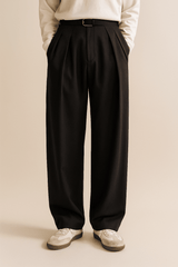 Herren Weite Stoffhose im Pantalon Stil in Schwarz