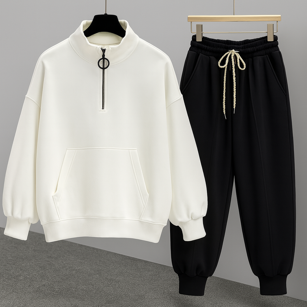 David | Schwarzer Fleece  Freizeitanzug für Herren