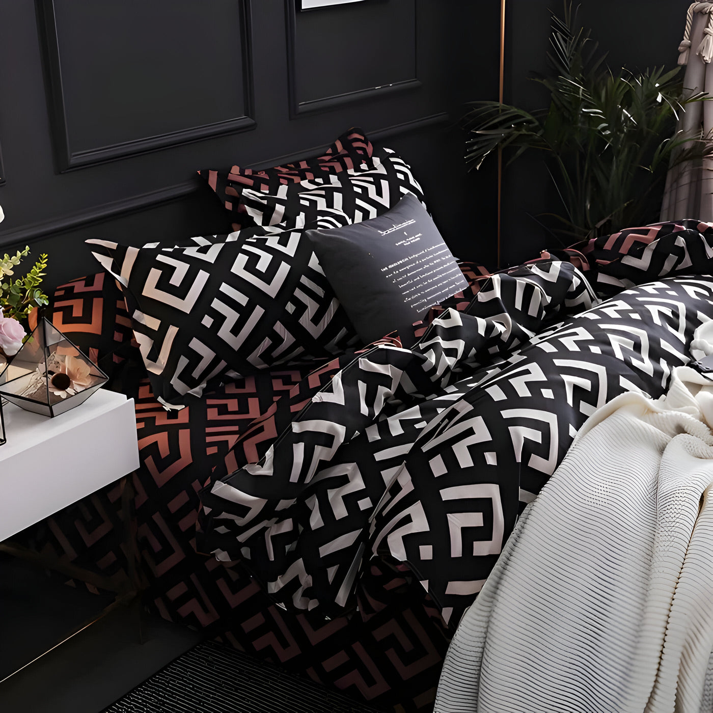 BlackBliss - Modernes Schwarzes Bettbezugs-Set