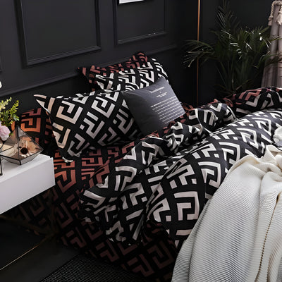 BlackBliss - Modernes Schwarzes Bettbezugs-Set