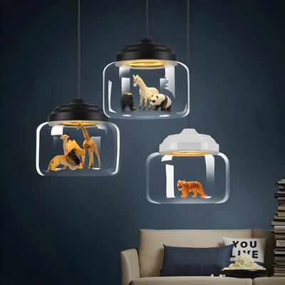 GlassyGleam Light - Moderne Zoo Glas Pendelleuchte