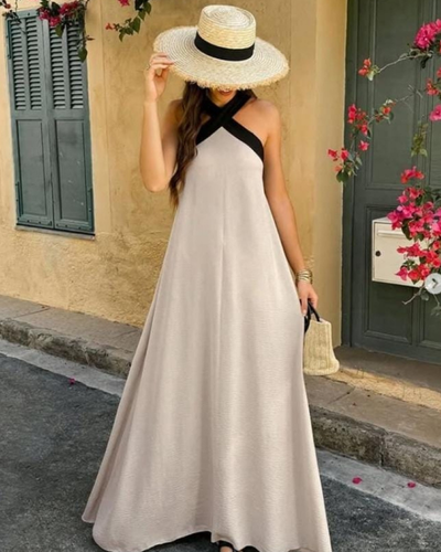 SIENNA | Elegantes Kleid mit freiem Rücken und modischem Kreuzkragen