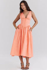 Eurybia - Korsett-Midikleid in Orange