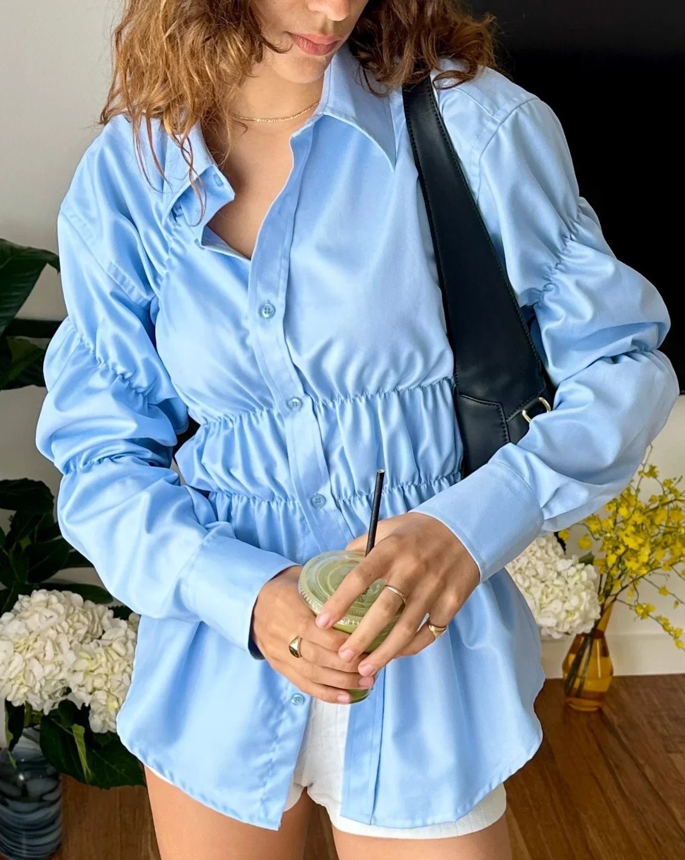 Raffinierte Bluse mit Raffung und Hemdkragen für Damen