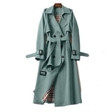 Amira | Damen Klassischer Trenchcoat mit Gürtel für den Winter in Grün