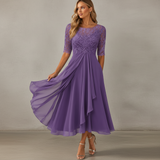 Yara - Elegantes Chiffon-Midikleid in Flieder