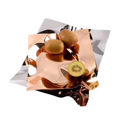 Irreguläres Silbernes Edelstahl-Aufbewahrungstablett – Vielseitiges Dekorationstablett für Schmuck und Obst | Zeitgenössische Wohnkultur