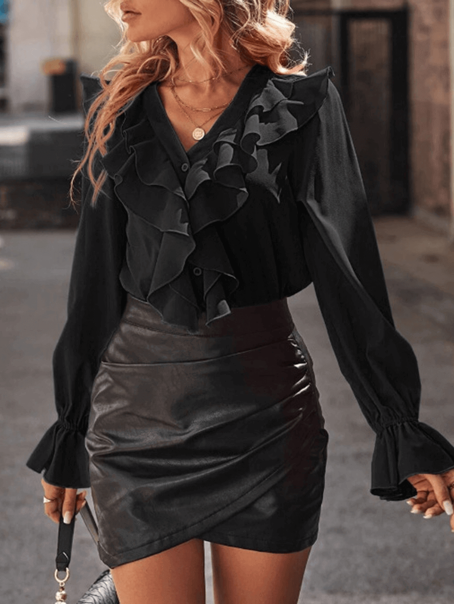 Jessica | Elegante Bluse mit Rüschen und langen Ärmeln