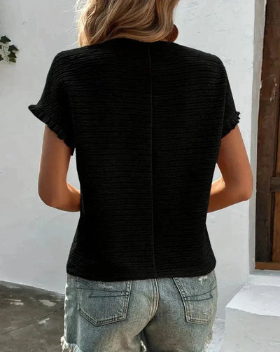 Karin | Strukturiertes Oberteil mit Rüschenärmeln