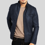 Klassische Herrenjacke Im Bikerstil - Janis in Blau