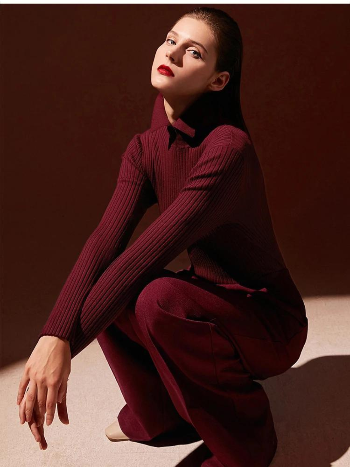 Klassischer ribbelstrick Poloshirt