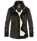 Warme Flanell Winterjacke für Herren mit Stehkragen in Grün