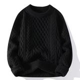 Langarm-Zopfmuster-Pullover - David in Schwarz