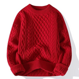 Langarm-Zopfmuster-Pullover - David in Rot