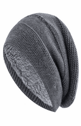 Lässige Slouchy-Strickmütze - Charlie in Grau