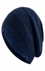 Lässige Slouchy-Strickmütze - Charlie in Dunkelblau