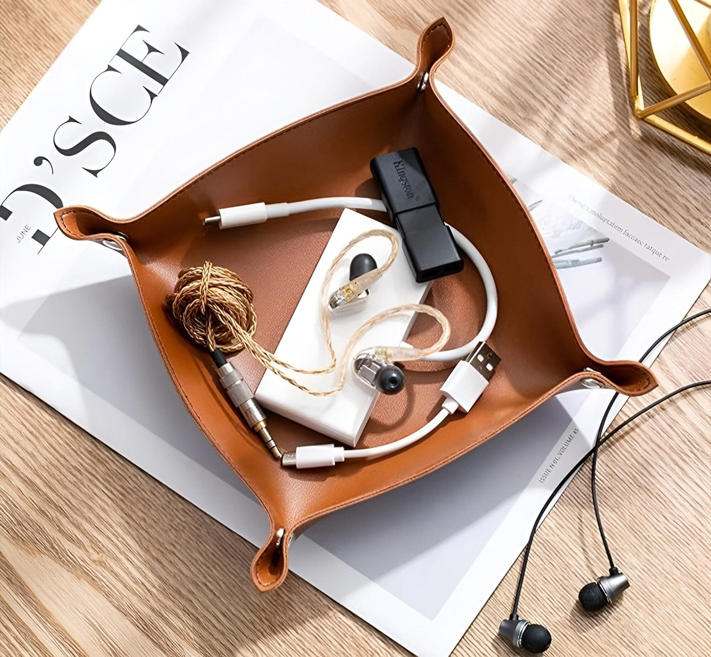 Leder Tray Catchall Aufbewahrungsbox