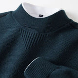 Kelvis - Strukturierter Jacquard-Rollkragenpullover in Tiefes Aqua-Grün