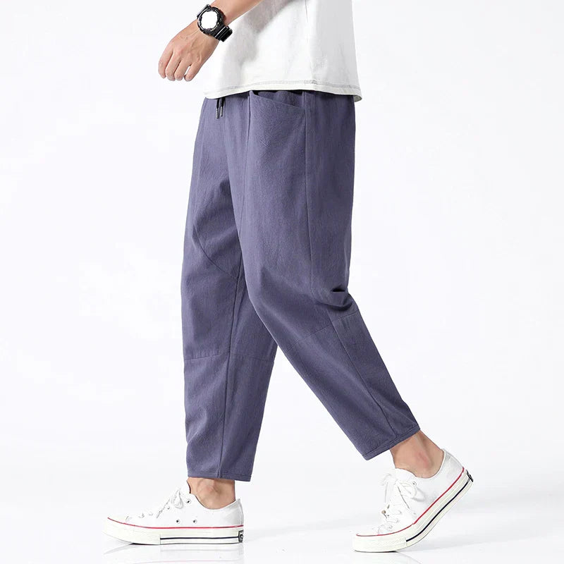 Leinen Cropped Hose