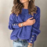 Locker Geschnittener Strickpullover - Charlotta in Blau
