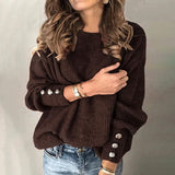 Locker Geschnittener Strickpullover - Charlotta in Dunkelbraun