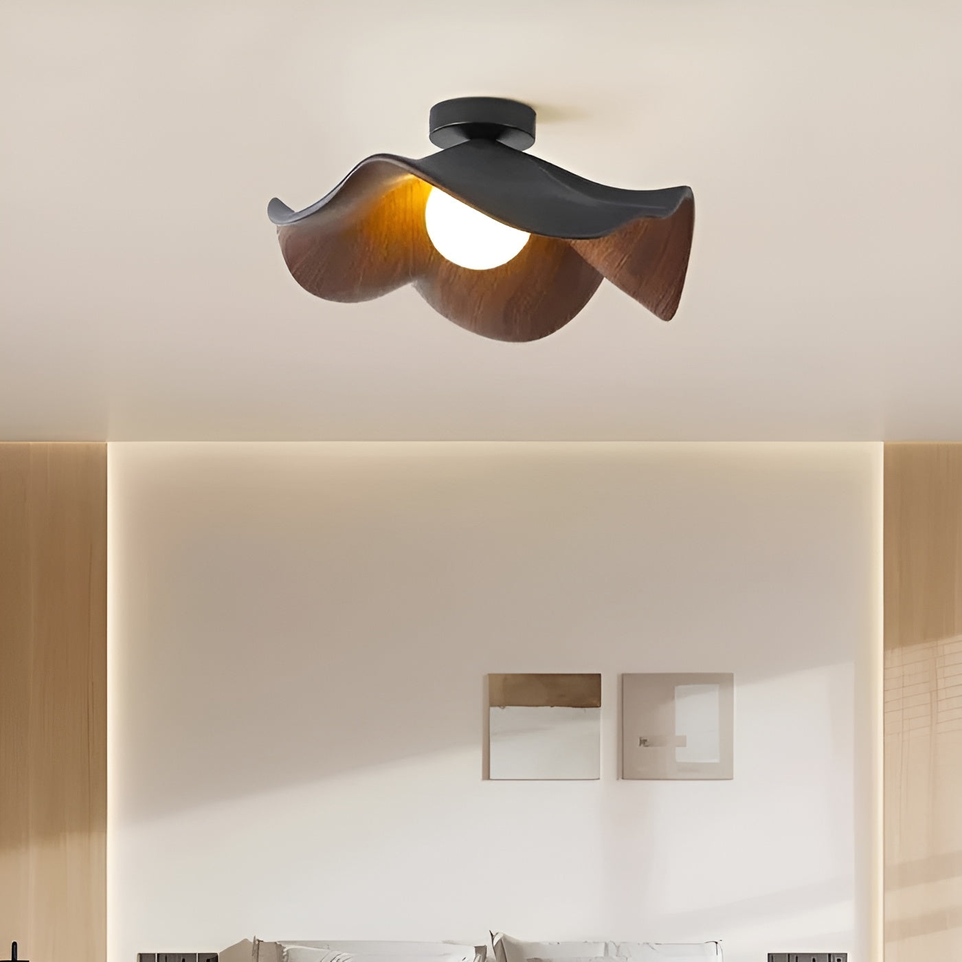 PetalBeam Light – Nordische Lotusblatt-Holz-Deckenleuchte