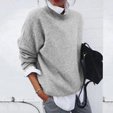 Isabella | Damen Lässiger Locker geschnittener Pullover in Grau