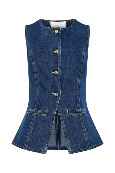 Helena - Dunkelblaues Denim Hemd