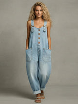 Lejla – Stilvoller Jeans Overall Mit Taschen in Himmelblau