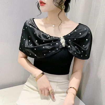 Sexy schulterfreie heiße Bohrer schlanke Oberteile