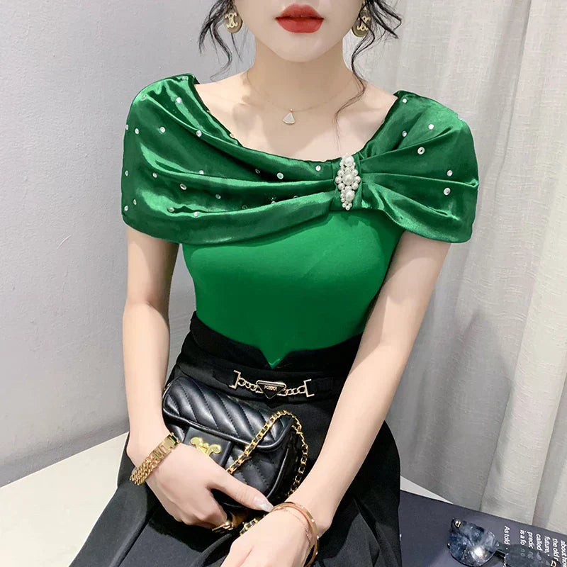 Sexy schulterfreie heiße Bohrer schlanke Oberteile