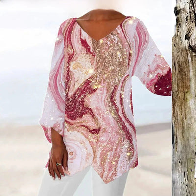 Maria | Vintage Oberteil mit V Ausschnitt und langen Ärmeln