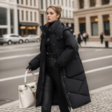 Aloisia - Lange, warme Fleecejacke in Schwarz