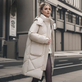 Aloisia - Lange, warme Fleecejacke in Beige