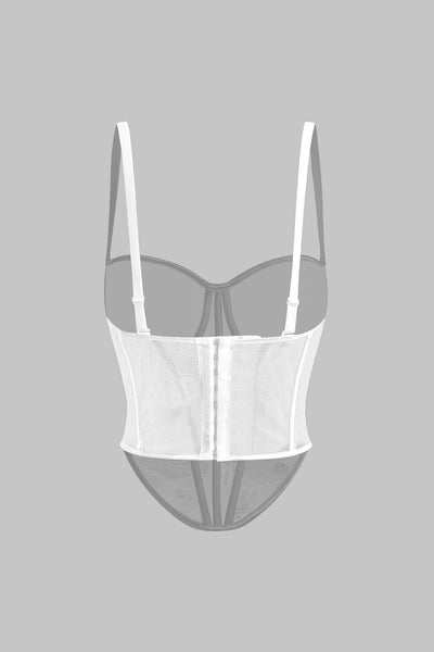 Cecilia | Elegantes Mesh-Korsett-Top mit Kontrastpaspeln