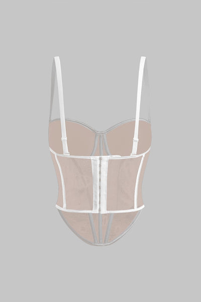 Cecilia | Elegantes Mesh-Korsett-Top mit Kontrastpaspeln
