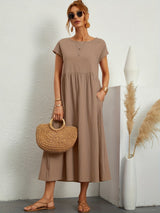 Camell | Kleid mit Rundhalsausschnitt in Khaki