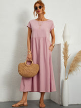 Camell | Kleid mit Rundhalsausschnitt in Hellrosa
