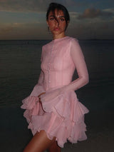 Mini Cocktailkleid Damen Elegant in Rosa