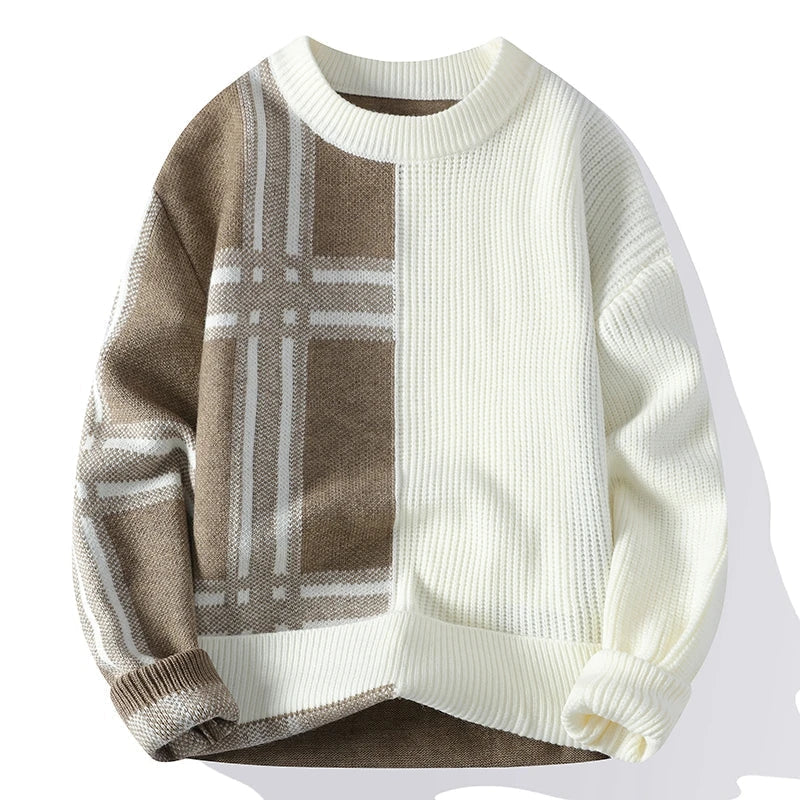 Minimalistischer Patchwork Pullover für Herren