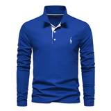 Antoine - Langärmeliges Herren-Poloshirt für den Alltag in Blau