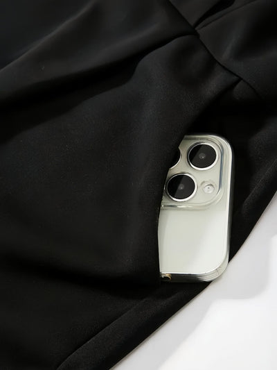 Natalia | Schwarzes Midi Kleid mit Gürtel