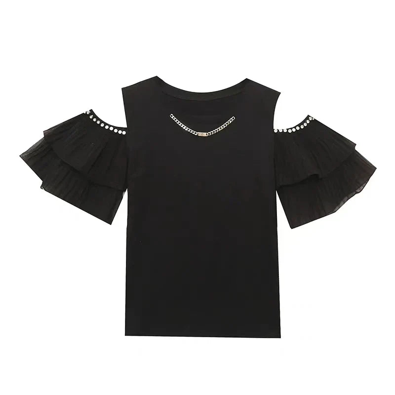 Sexy schulterfreies T-shirt